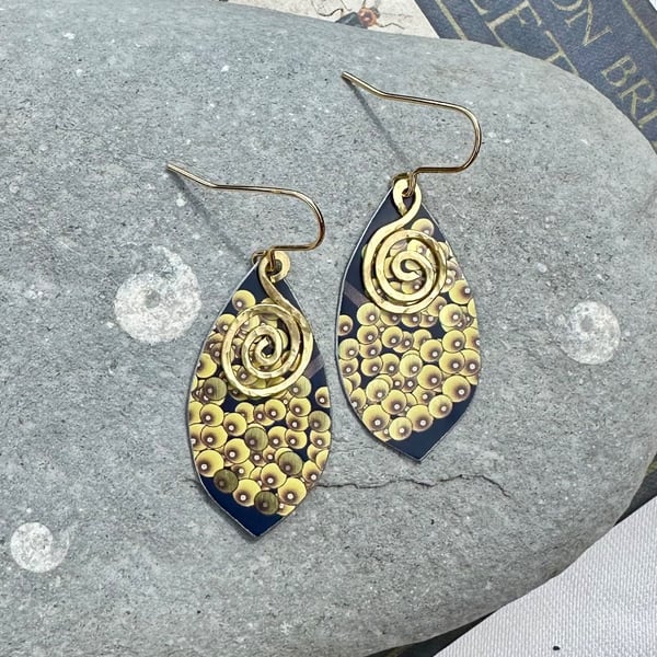Recycled tin, brass and gold plated earrings 