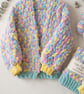 Oversized Pastel Chunky Knit Cardigan  Hand-Knitted Plush Bubble Jacket 