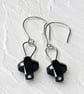 Silver Dangle Earrings Black Crystal Cross - Image 2