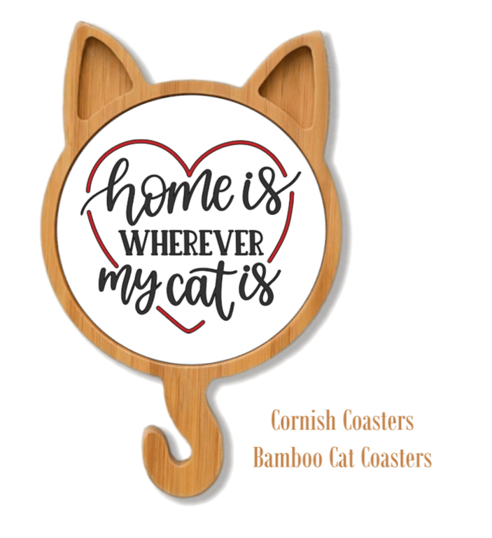 Cat Words Bamboo Coaster or Wall Hanger – Design 4