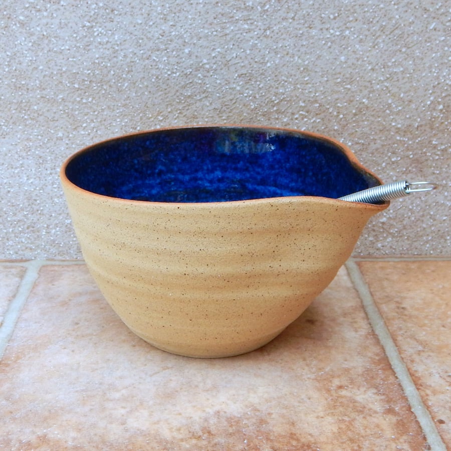Drizzle bowl egg mixing pouring hand thrown stoneware pottery ceramic wheel