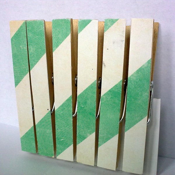 'Fourteen' Pegs Fridge Magnets Magnetic Card Mint Stripe