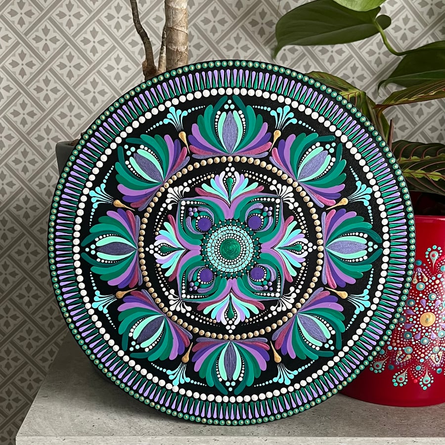 Purple-Green Mandala Wall Decor