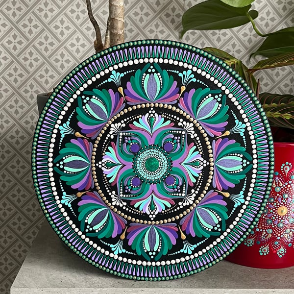 Purple-Green Mandala Wall Decor