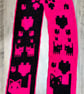 Bright Pink & Black Crochet Scarf with Cat & Heart Design - Image 3