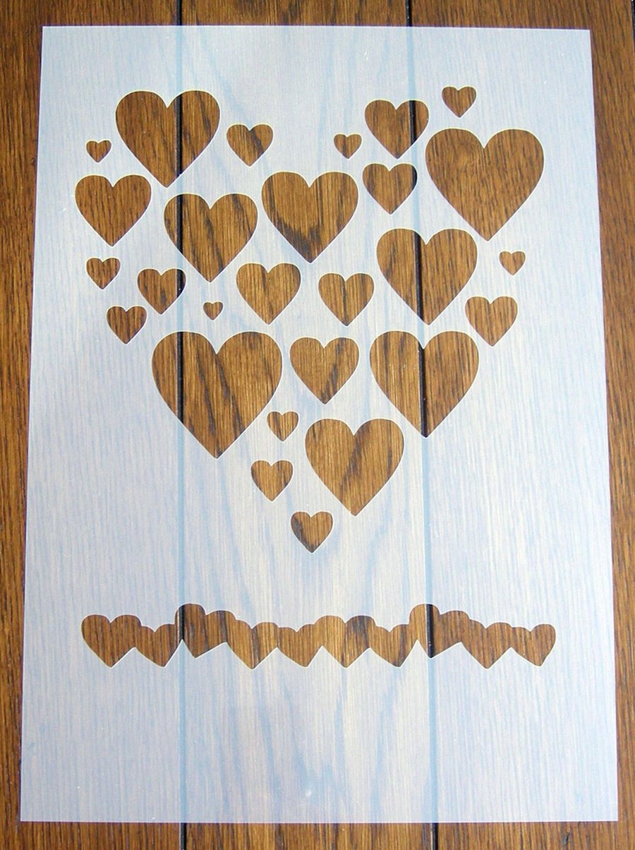 Hearts Stencil Mask Reusable PP Sheet for Arts & Crafts