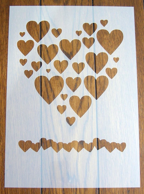 Hearts Stencil Mask Reusable PP Sheet for Arts & Crafts