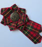 Wallace Red Modern and Black Tartan Ruffle Rosette Mini Brooch Pin - Image 3