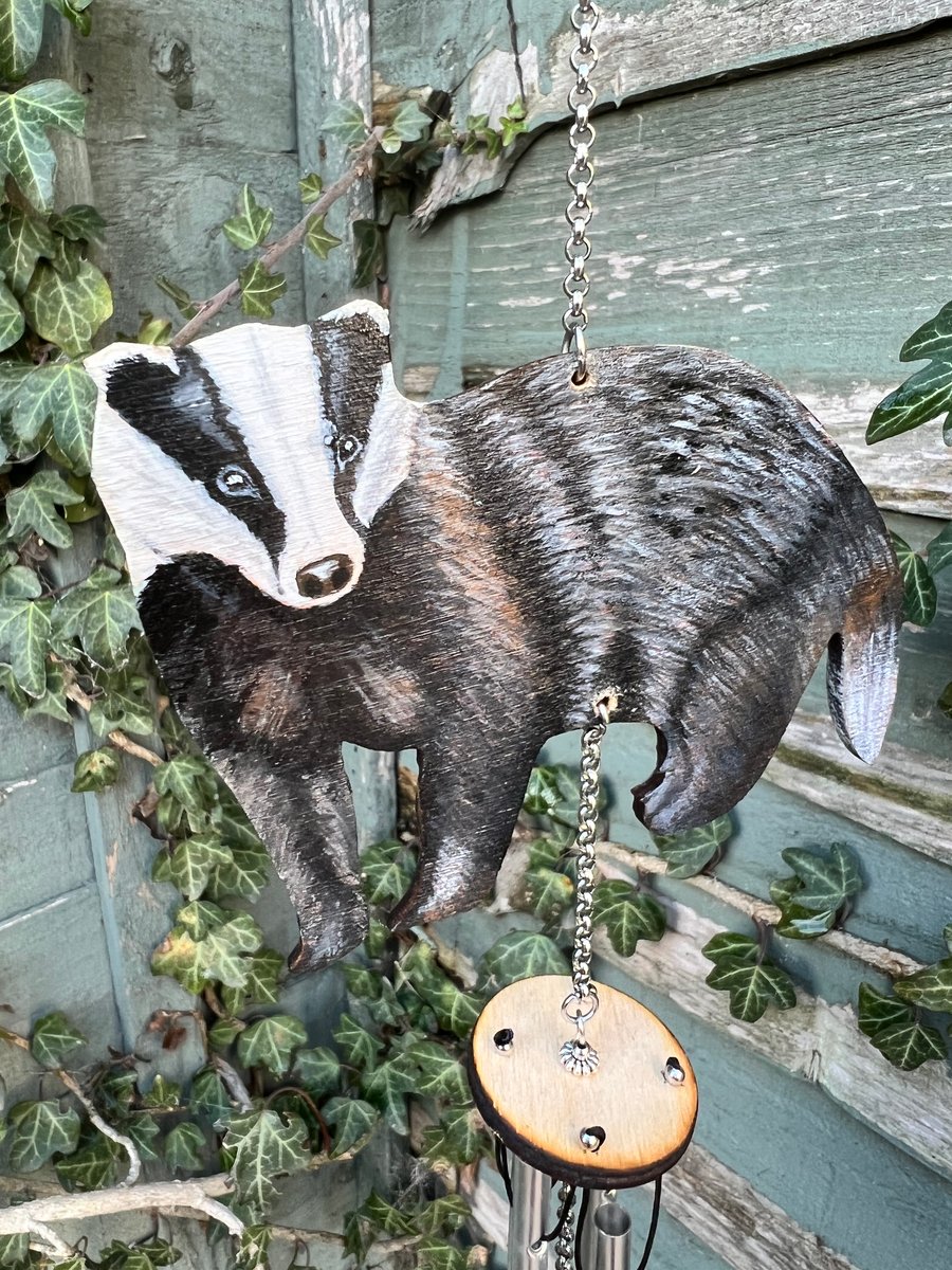 Hand painted Badger wind chime 