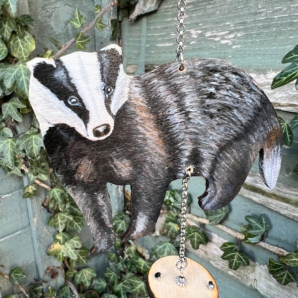 Hand painted Badger wind chime 