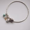 Breathe Be Calm Sterling Silver Bangle with Hand Made Charms