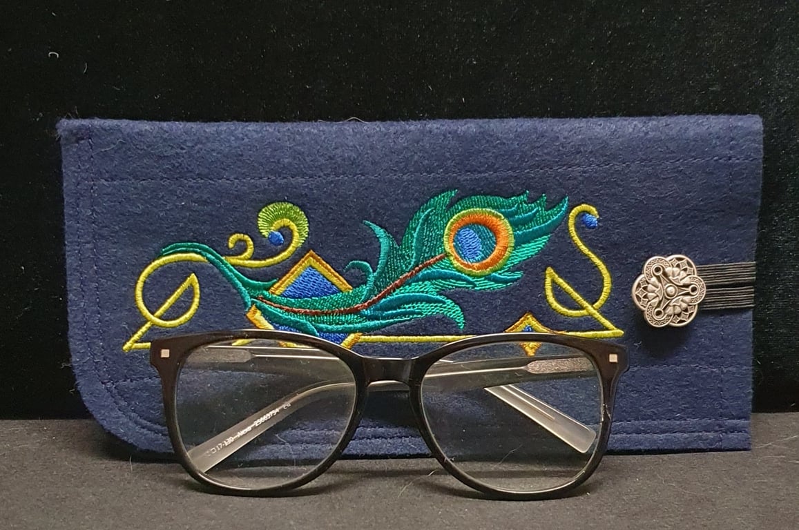 Art Deco Peacock Feather Glasses Case