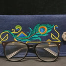 Art Deco Peacock Feather Glasses Case
