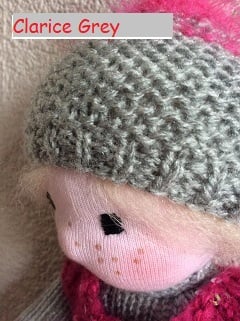 knitted doll - Clarice Grey