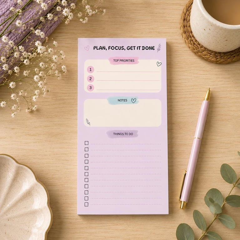 Magnetic Notepad Planner - Daily To Do List, Priorities, Notes (Optional Magnet)