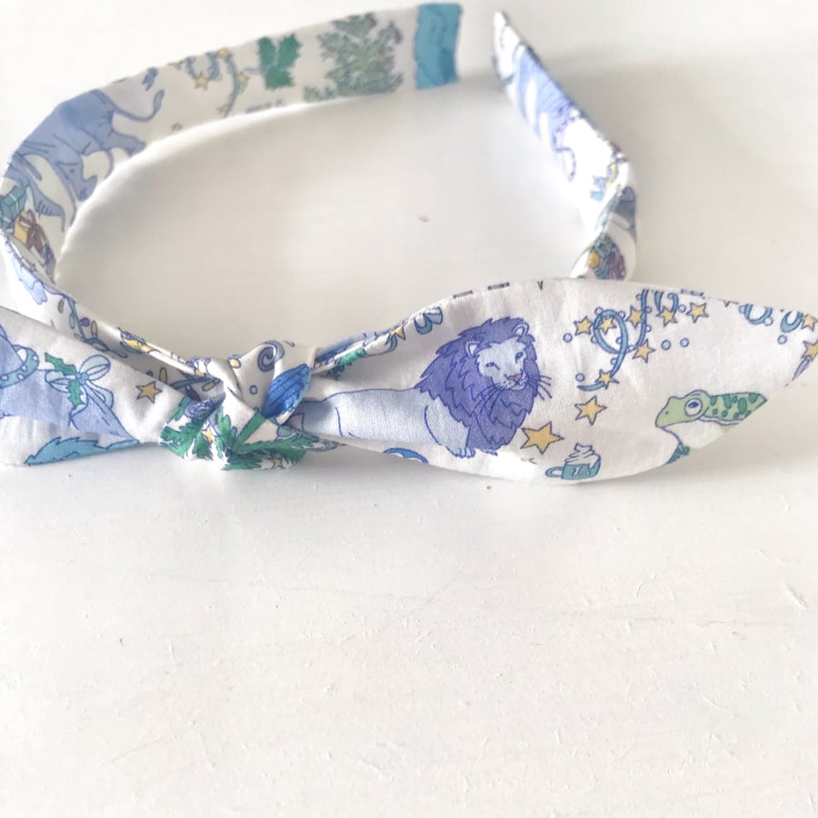 Alice Band in a Festive Christmas Liberty Fabric With Bow Embellishment