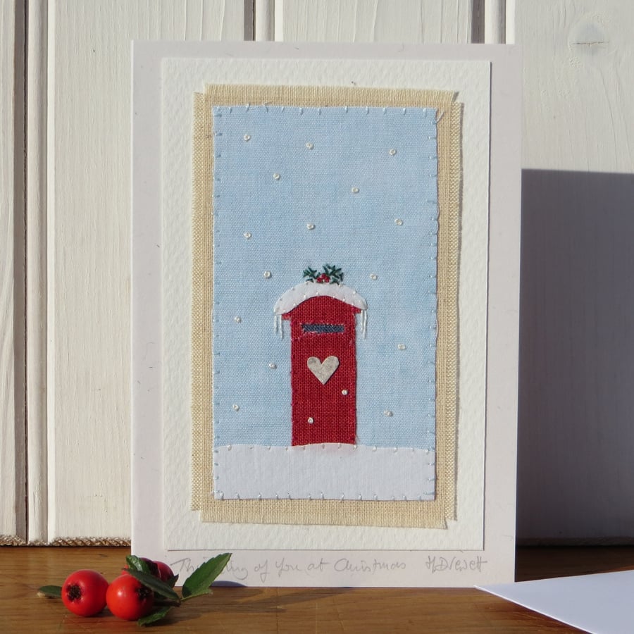 Thinking of you at Christmas - hand-stitched card for someone special
