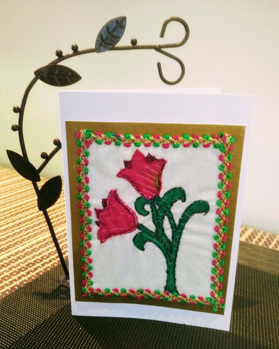 'Tulip'  Textile Art Card