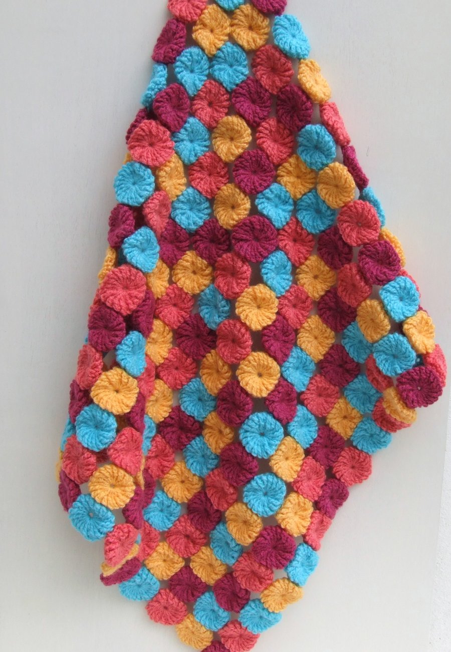 Crochet baby blanket, puffy pram blanket