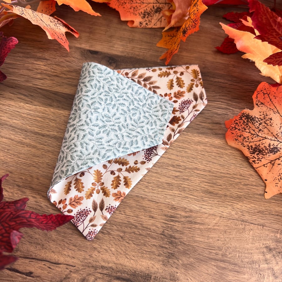Fully Reversible Over the Collar Dog Bandana - Autumn Foliage & Oak Leaves