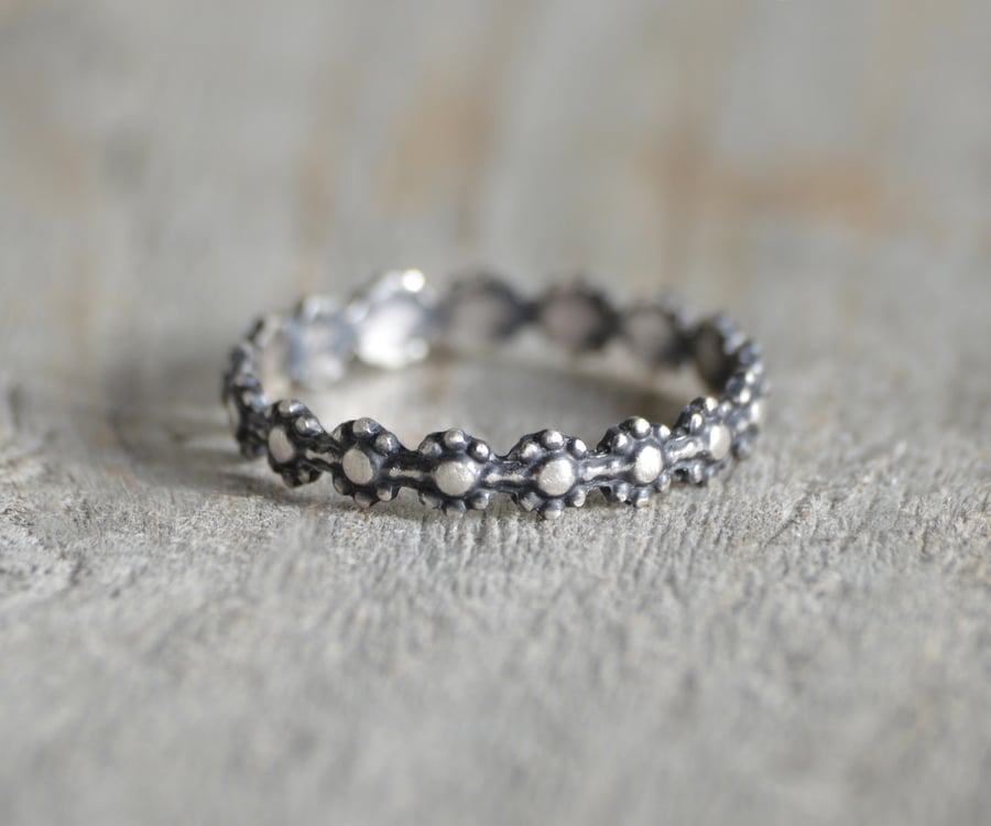 Flower Stacking Ring in Sterling Silver Size I and a Half, Seconds Sunday Sale