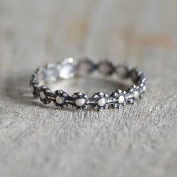 Flower Stacking Ring in Sterling Silver Size I and a Half, Seconds Sunday Sale