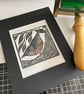 Linocut Print - "Nuthatch" - Bird Print - Nature Print - Image 2