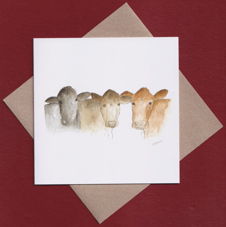 Greetings card - cows - farm animals