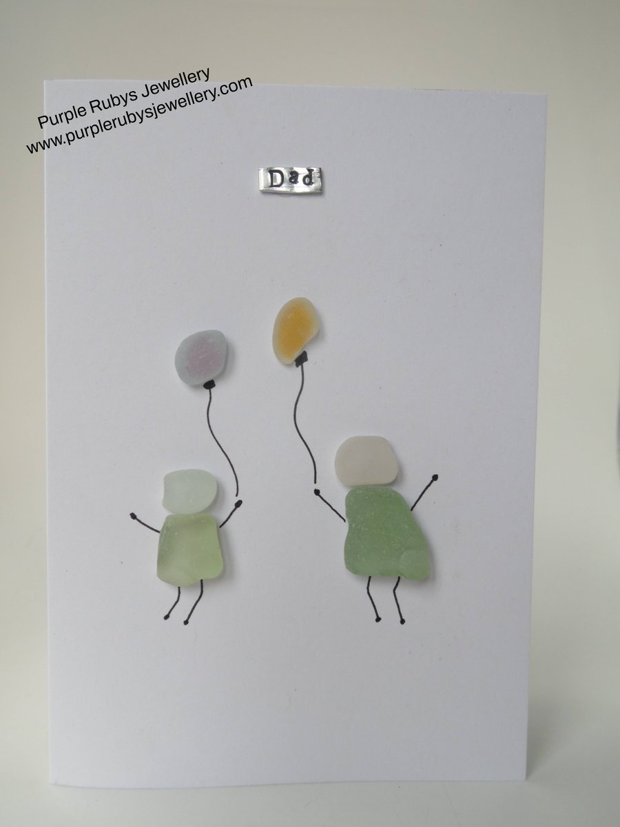 Sea Glass Celebration People with Balloons - Dad - Fathers Day Card C209