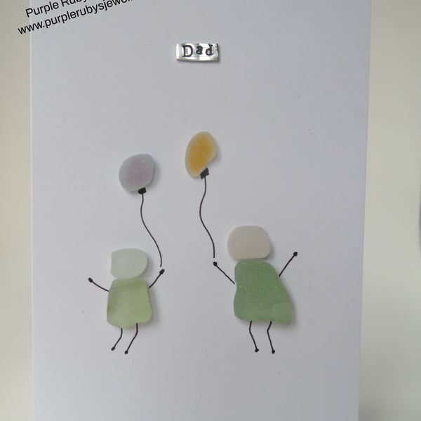 Sea Glass Celebration People with Balloons - Dad - Fathers Day Card C209