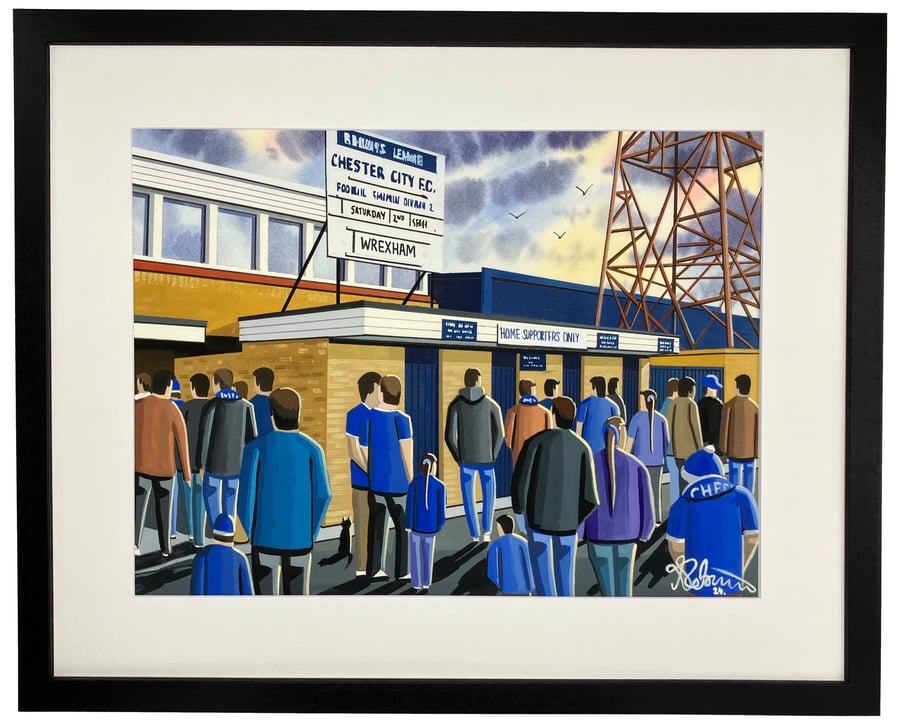 Chester City Retro Sealand Road Framed Football Art Print. 20" x 16" Frame Size