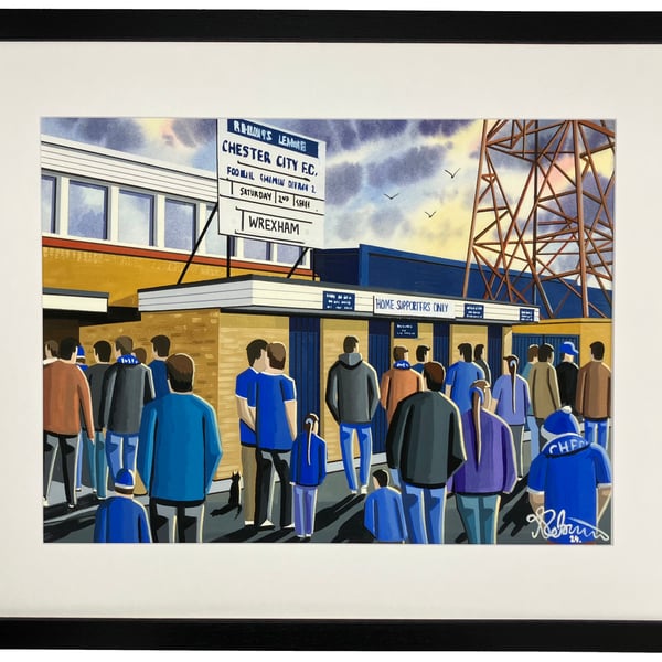 Chester City Retro Sealand Road Framed Football Art Print. 20" x 16" Frame Size