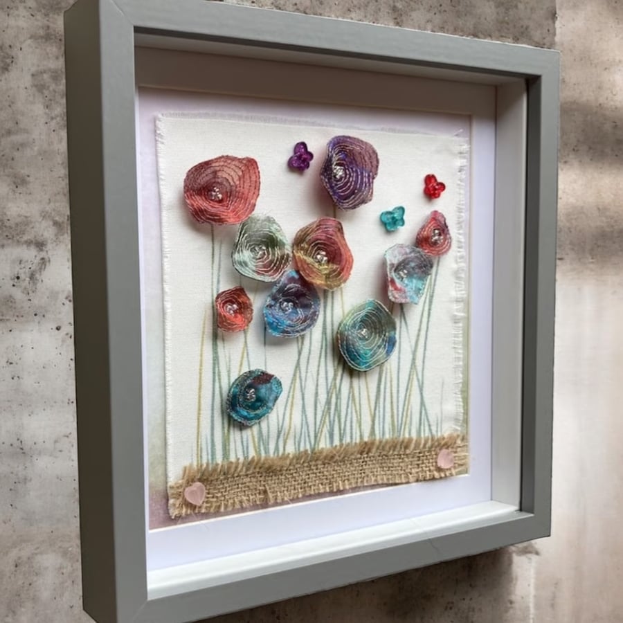 Abstract Floral Wall Art. Fabric Wall Hanging. Textile Art. 
