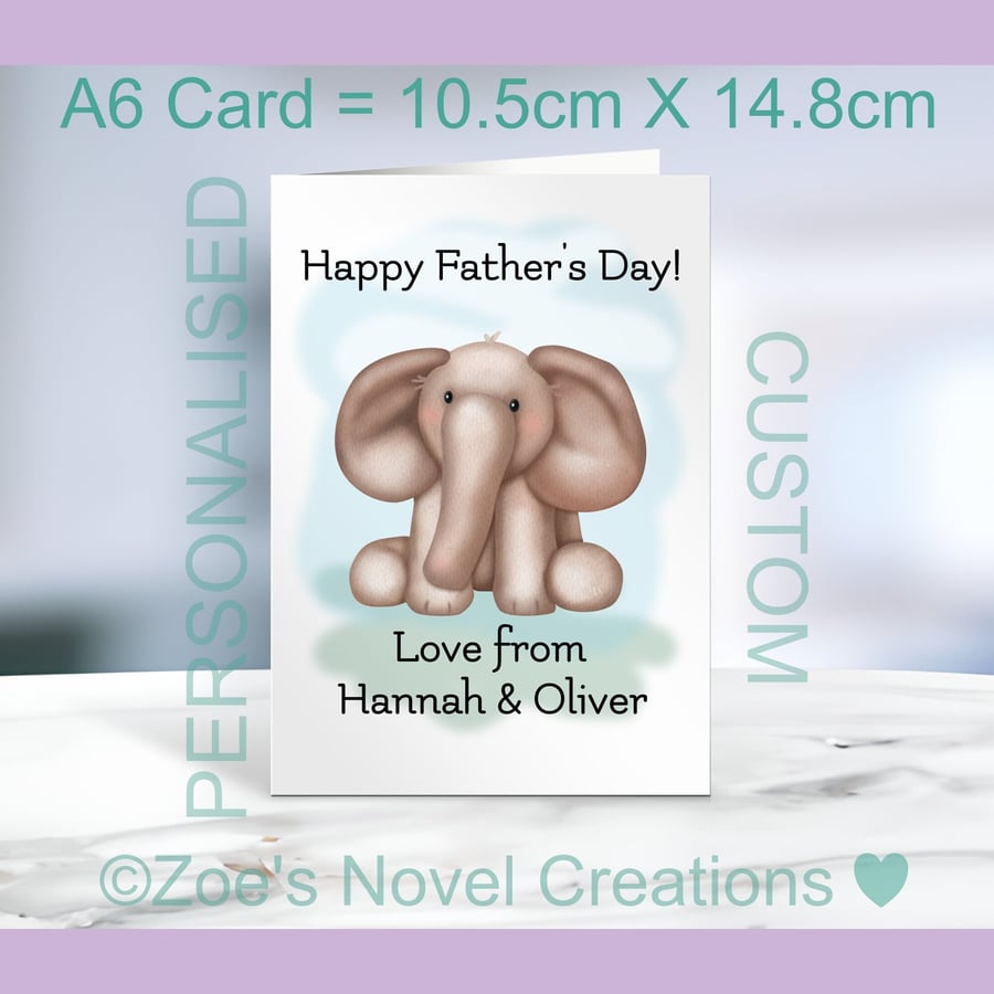 Elephant Father's Day Card A6 10.5cm x 14.8cm