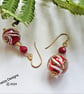 Murano Glass & Eco Bamboo Red Coral Gold Vermeil Earrings  - Image 5