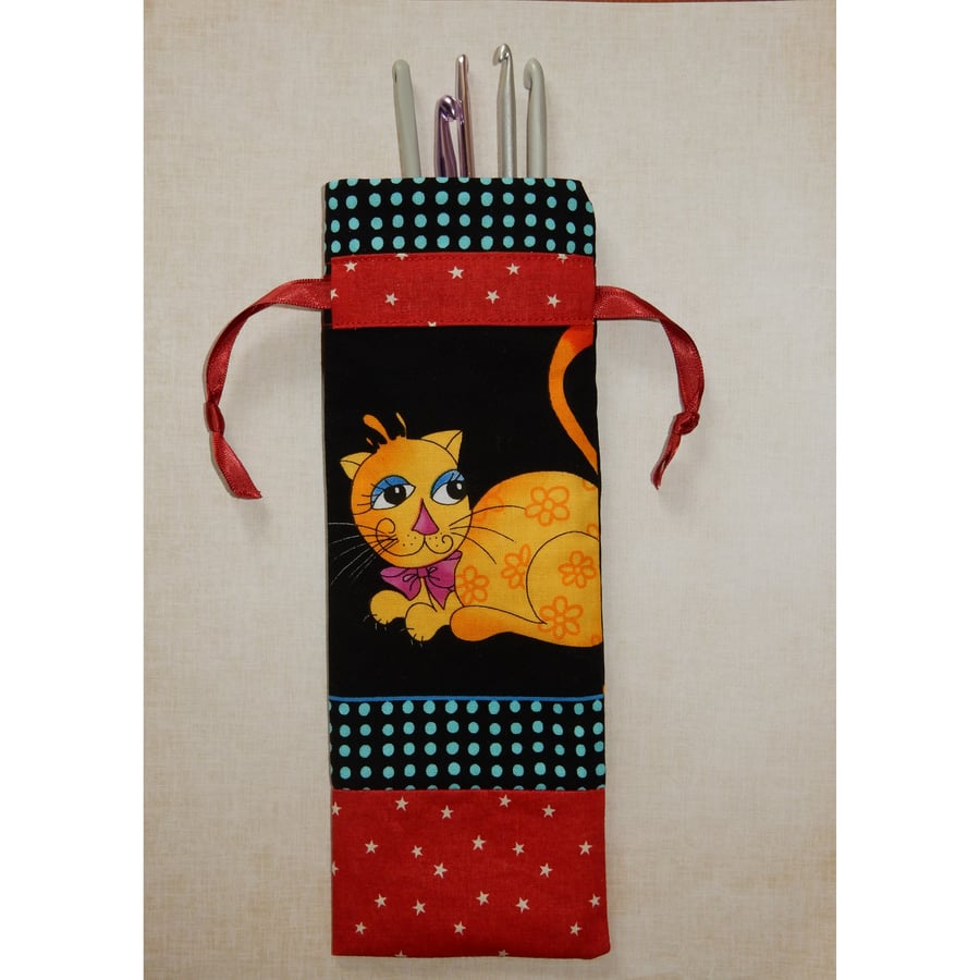 Crochet hook case colourful cats