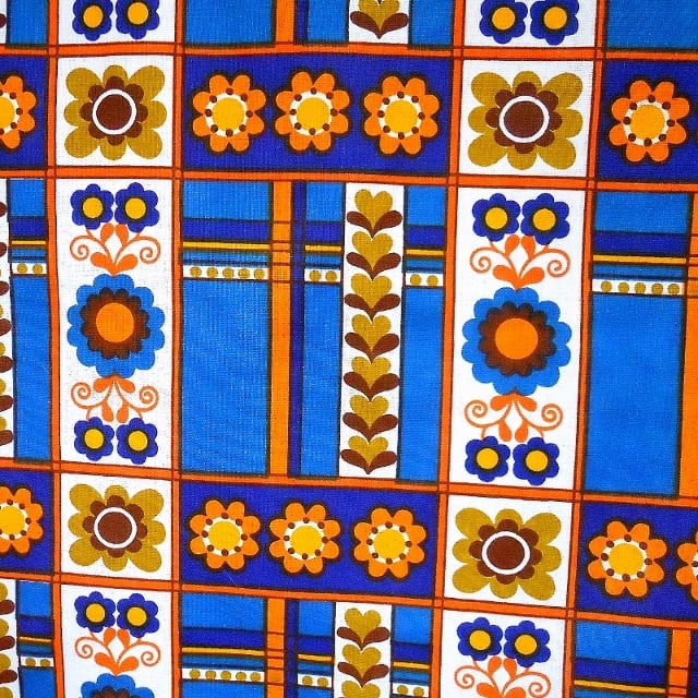 RETRO Blue Orange 60s 70s Daisy Scandi style Fabric Lampshade option 