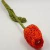 Deep Orange Crochet Tulip 