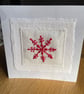 Red snowflake, hand embroidered 'Scandi' Christmas card, recycled card - Image 4