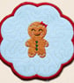 Gingerbread Friends Candle Coaster - Embroidered Christmas Decor - Image 3