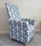 Blue Birds Armchair & Footstool Handmade Accent Chair Nursery Fireside Small - Image 3