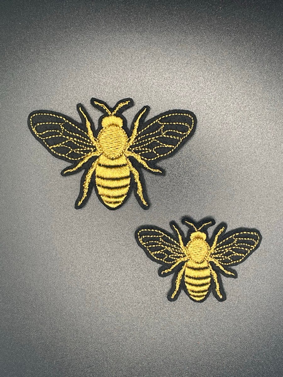 Beautiful Gold Bee Iron-On Embroidered Patch - available in 2 sizes