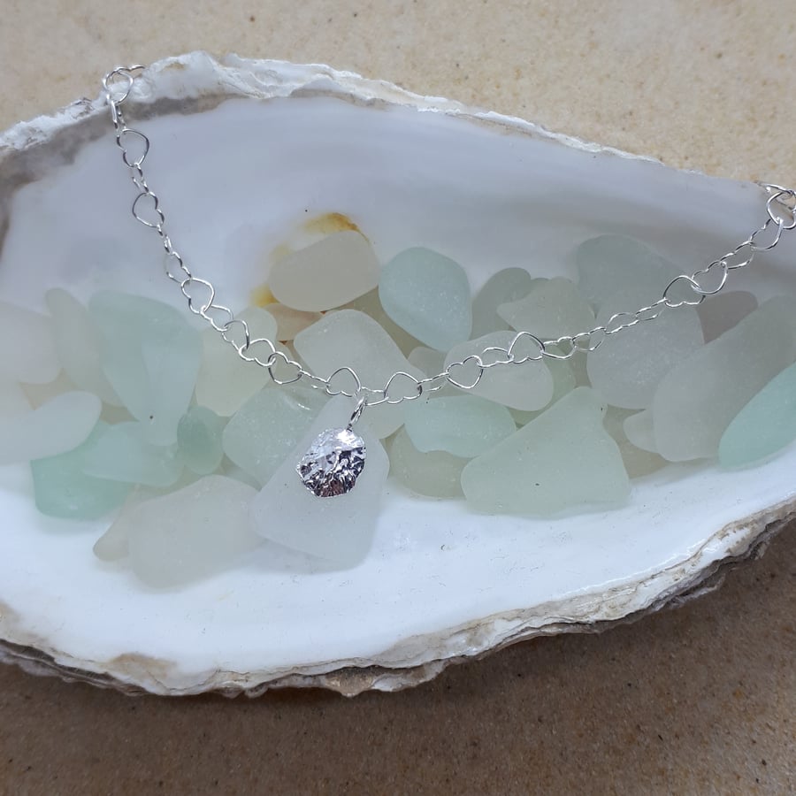 Limpet shell and hearts anklet