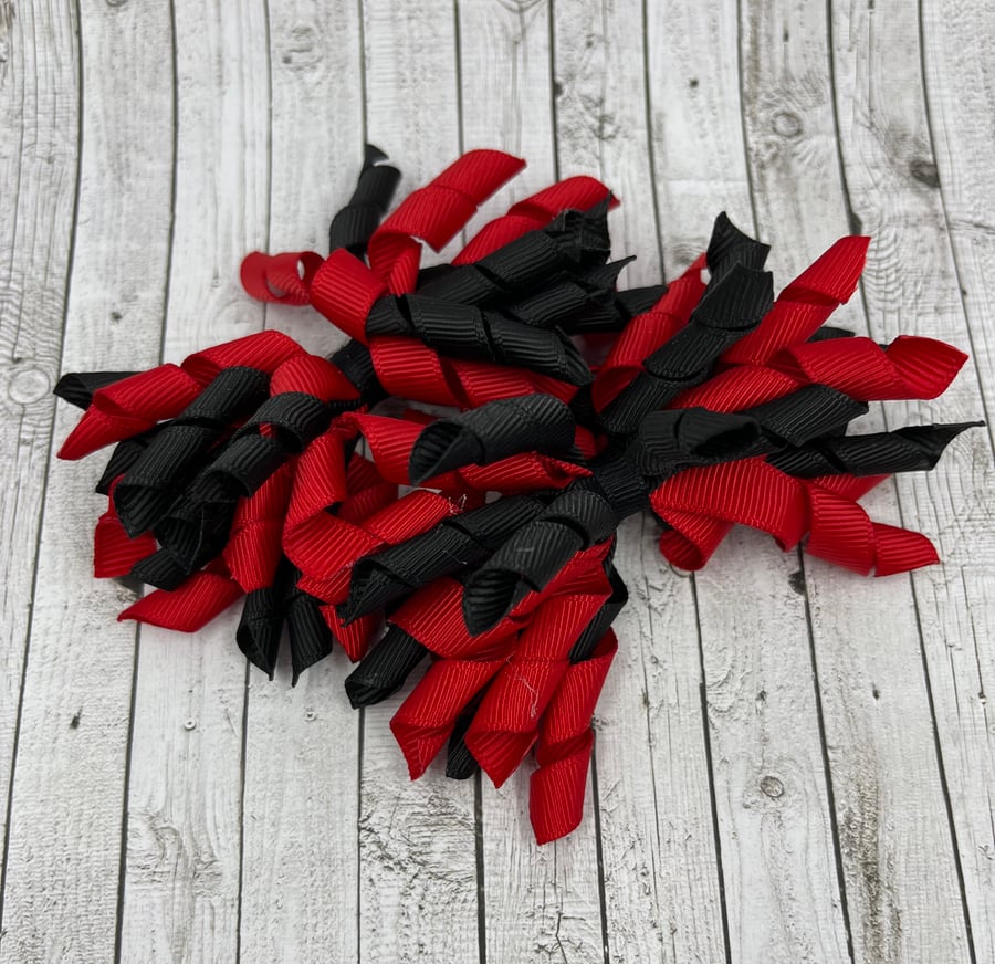 3 inch Black and Red Curly Corkers on Clips (pair)