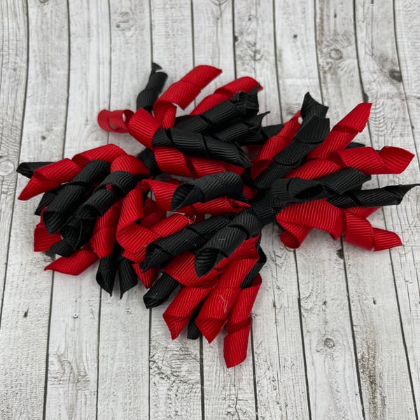 3 inch Black and Red Curly Corkers on Clips (pair)