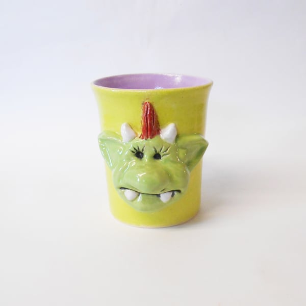 Mug, Fungus the Bogey Lady Green, Lilac and Yellow Stoneware Ceramic Mug.