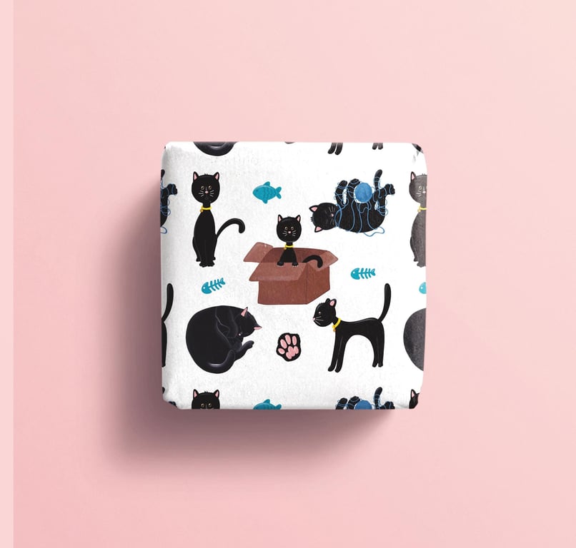 Black Cat wrapping paper