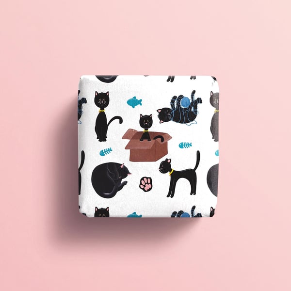 Black Cat wrapping paper