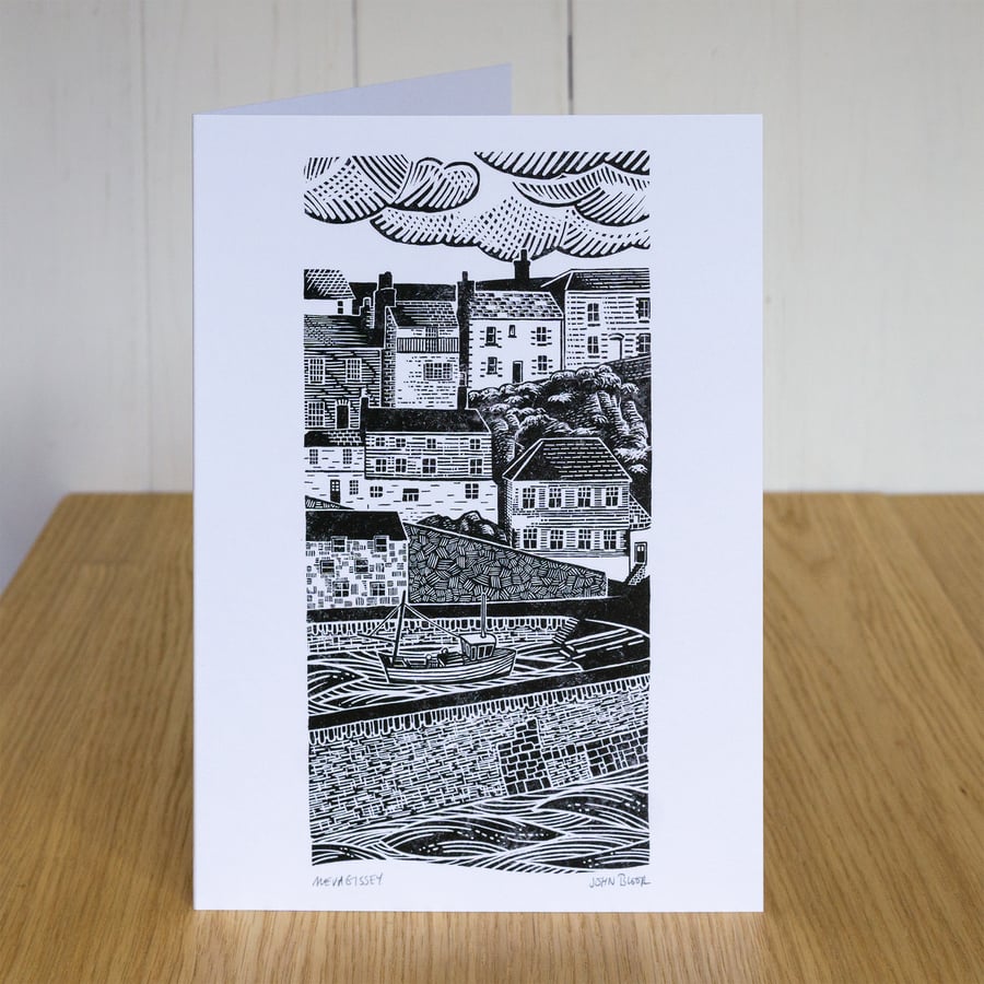 "Mevagissey" greetings card, blank inside