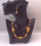 Honey Jade Bead and Gold Crystal Necklace and Earrings Set, Gift for Her - Image 4
